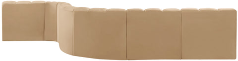 Briar 170 Camel Velvet Upholstered Modular Sectional, 7-Piece