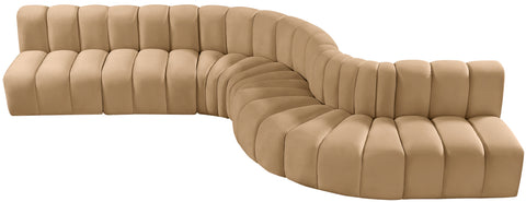 Briar 170 Camel Velvet Upholstered Modular Sectional, 7-Piece