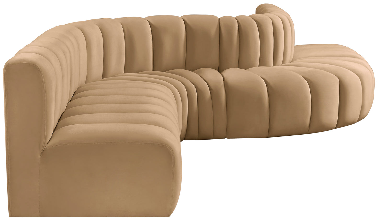 zara camel velvet modular sofa s7c