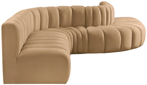Briar 170 Camel Velvet Upholstered Modular Sectional, 7-Piece