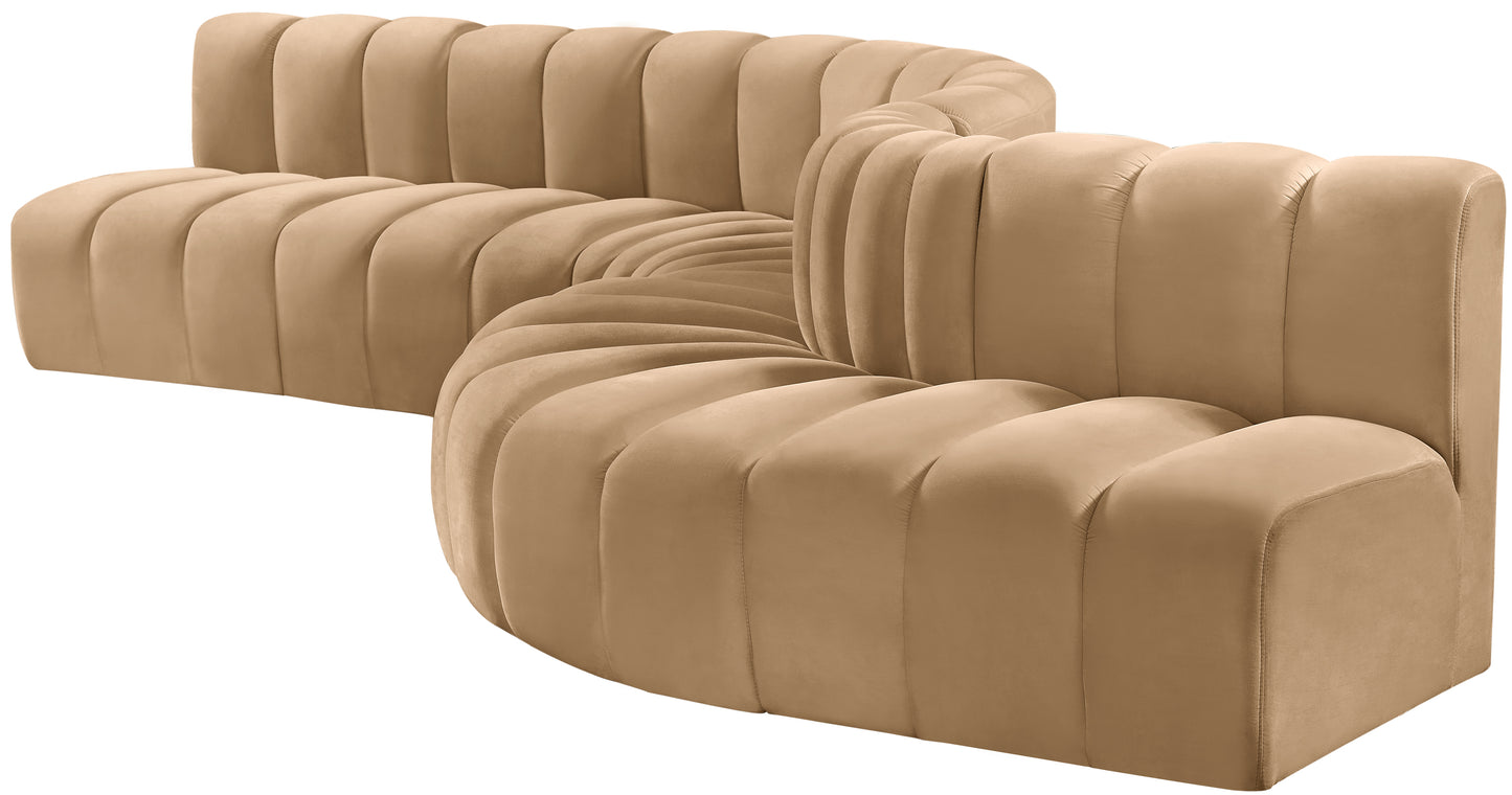 zara camel velvet modular sofa s7c