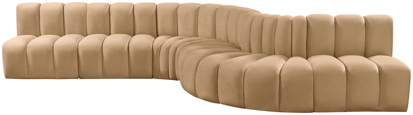 zara camel velvet modular sofa s7c