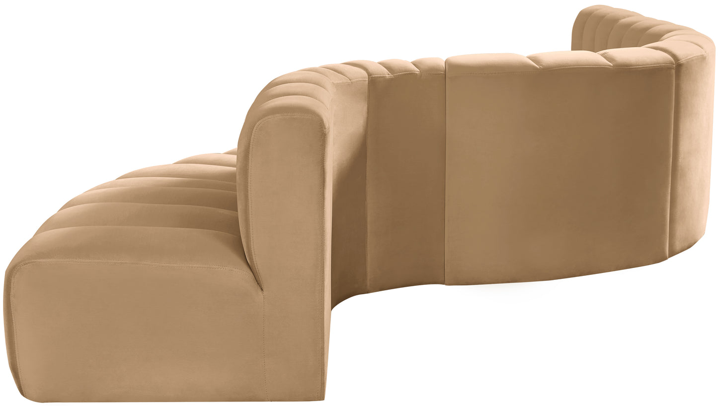 zara camel velvet modular sofa s7c