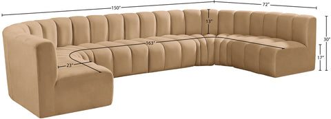 Briar 150 Camel Velvet Upholstered Modular Sectional, 8-Piece