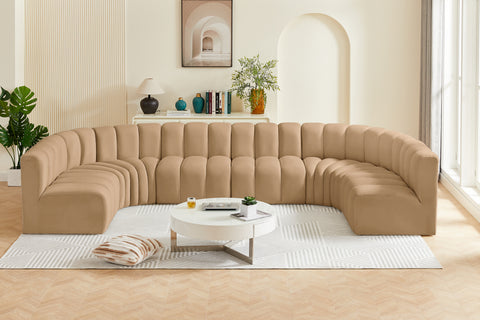 Briar 150 Camel Velvet Upholstered Modular Sectional, 8-Piece