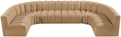Briar 150 Camel Velvet Upholstered Modular Sectional, 8-Piece