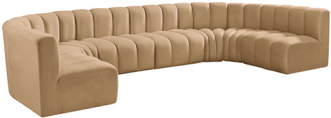 Briar 150 Camel Velvet Upholstered Modular Sectional, 8-Piece