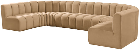 Briar 150 Camel Velvet Upholstered Modular Sectional, 8-Piece
