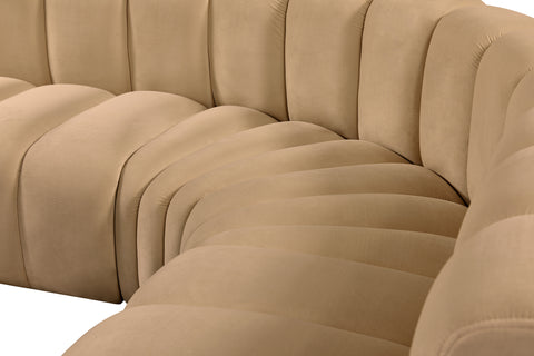 Briar 150 Camel Velvet Upholstered Modular Sectional, 8-Piece