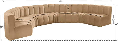 Briar 162 Camel Velvet Upholstered Modular Sectional, 8-Piece