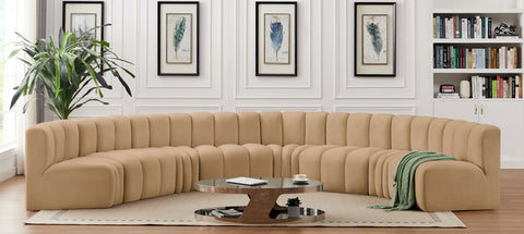 Briar 162 Camel Velvet Upholstered Modular Sectional, 8-Piece