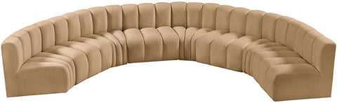 Briar 162 Camel Velvet Upholstered Modular Sectional, 8-Piece