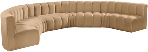 Briar 162 Camel Velvet Upholstered Modular Sectional, 8-Piece