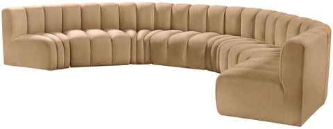Briar 162 Camel Velvet Upholstered Modular Sectional, 8-Piece