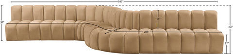Briar 197 Camel Velvet Upholstered Modular Sectional, 8-Piece