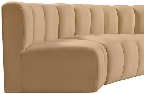 Briar 197 Camel Velvet Upholstered Modular Sectional, 8-Piece