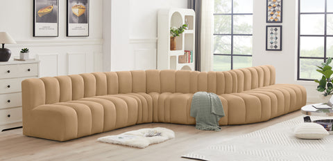 Briar 197 Camel Velvet Upholstered Modular Sectional, 8-Piece