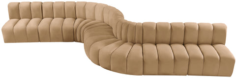 Briar 197 Camel Velvet Upholstered Modular Sectional, 8-Piece