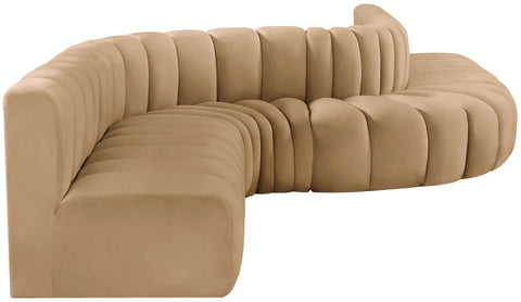 Briar 197 Camel Velvet Upholstered Modular Sectional, 8-Piece