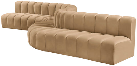 Briar 197 Camel Velvet Upholstered Modular Sectional, 8-Piece