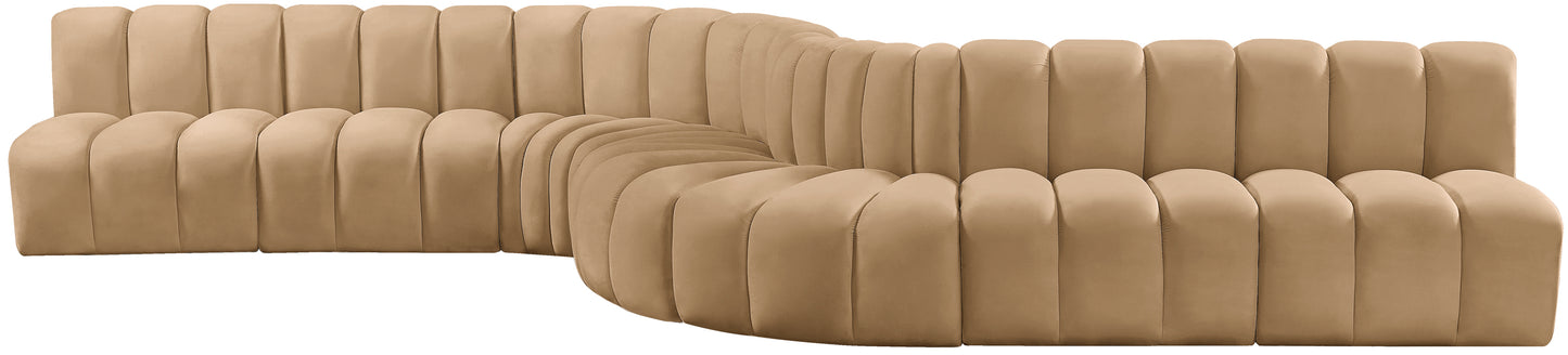 zara camel velvet modular sofa s8c