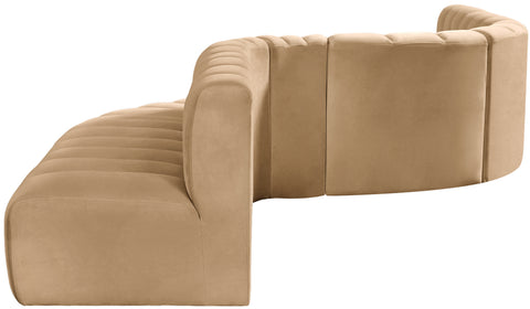 Briar 197 Camel Velvet Upholstered Modular Sectional, 8-Piece