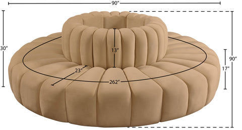 Briar 90 Camel Velvet Upholstered Modular Sectional, 8-Piece