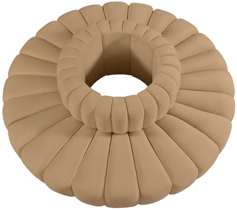 Briar 90 Camel Velvet Upholstered Modular Sectional, 8-Piece