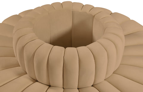 Briar 90 Camel Velvet Upholstered Modular Sectional, 8-Piece