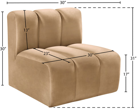 Briar Camel Velvet Upholstered Modular Straight Chair, 1 Piece