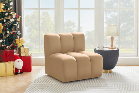 Briar Camel Velvet Upholstered Modular Straight Chair, 1 Piece