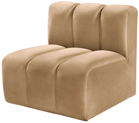 Briar Camel Velvet Upholstered Modular Straight Chair, 1 Piece