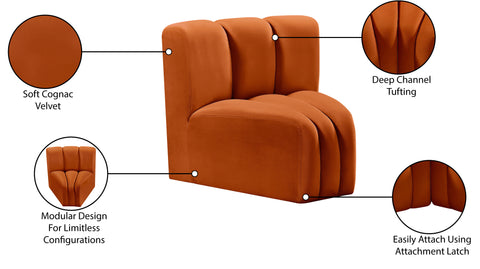 Yara Velvet Upholstered Curved Corner Chair, 1 Piece