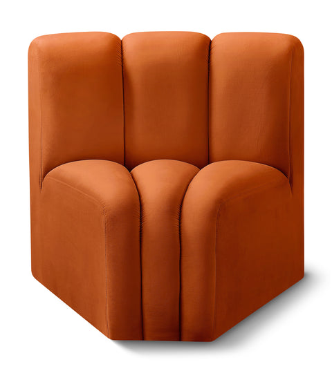 Yara Velvet Upholstered Curved Corner Chair, 1 Piece