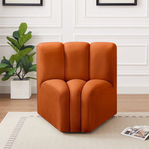 Yara Velvet Upholstered Curved Corner Chair, 1 Piece