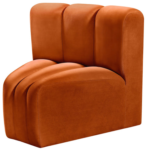 Yara Velvet Upholstered Curved Corner Chair, 1 Piece