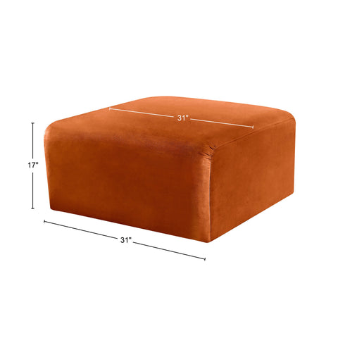 Briar Cognac Velvet Upholstered Modular Ottoman, 1 Piece