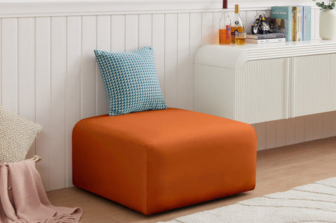 Briar Cognac Velvet Upholstered Modular Ottoman, 1 Piece