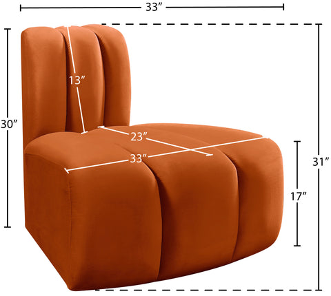 Briar Cognac Velvet Upholstered Modular Reverse Corner Chair, 1 Piece