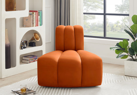 Briar Cognac Velvet Upholstered Modular Reverse Corner Chair, 1 Piece