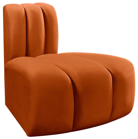 Briar Cognac Velvet Upholstered Modular Reverse Corner Chair, 1 Piece
