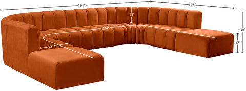 Briar Cognac 161 Velvet Upholstered Modular Sectional, 10-Piece