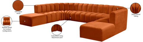 Briar Cognac 161 Velvet Upholstered Modular Sectional, 10-Piece