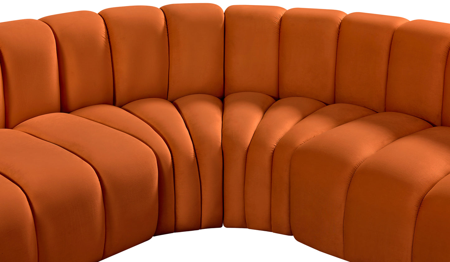 zara cognac velvet modular sofa s10a