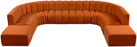Briar Cognac 161 Velvet Upholstered Modular Sectional, 10-Piece