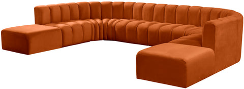 Briar Cognac 161 Velvet Upholstered Modular Sectional, 10-Piece