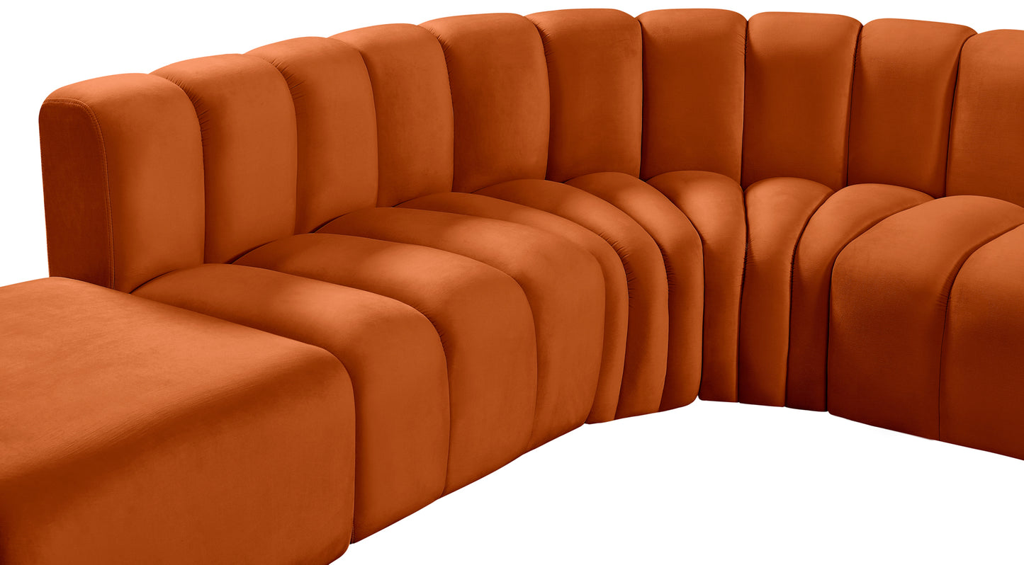 zara cognac velvet modular sofa s10a