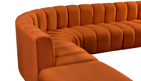 Briar Cognac 161 Velvet Upholstered Modular Sectional, 10-Piece