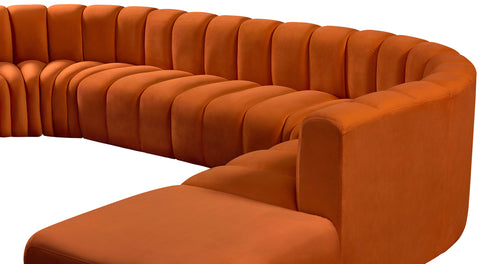 Briar Cognac 161 Velvet Upholstered Modular Sectional, 10-Piece