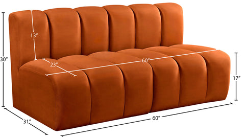 Yara 60" Velvet Upholstered Sectional, 2-Piece
